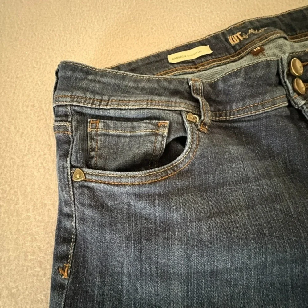 Kut from the Kloth Cameron Straight Leg Jeans Women's 14 Dark Wash Stretch Comfy